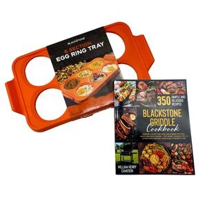 NEW Blackstone Lot 6 Egg Ring Silicone Tray & 350 Recipe Blackstone Cookbook
